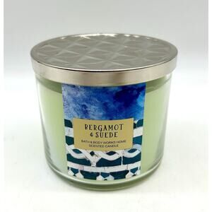 Brand New Bath & Body Works Bergamot & Suede Scented 3 Wick Candle Discontinued